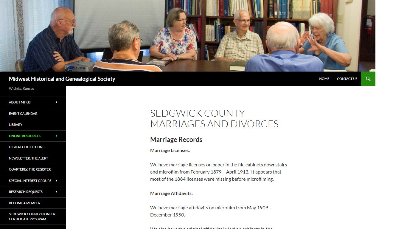 Sedgwick County Marriages and Divorces | Midwest Historical and ...